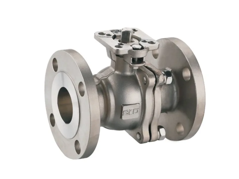 Válvula de bola acero inoxidable 2 piezas con flanges ANSI 150 y plataforma ISO 5211