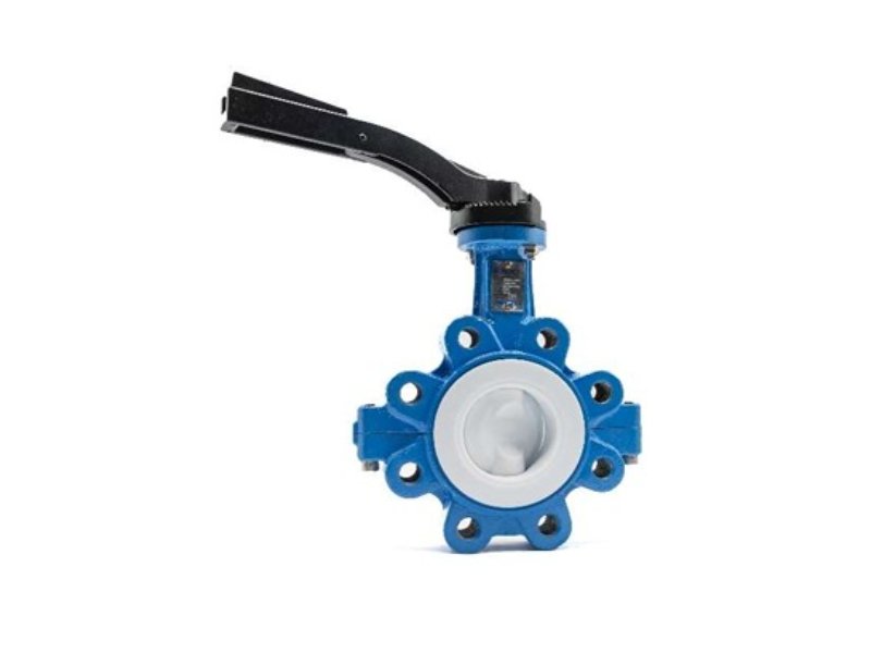 Lug-type butterfly valve with PTFE seat for flange mounting