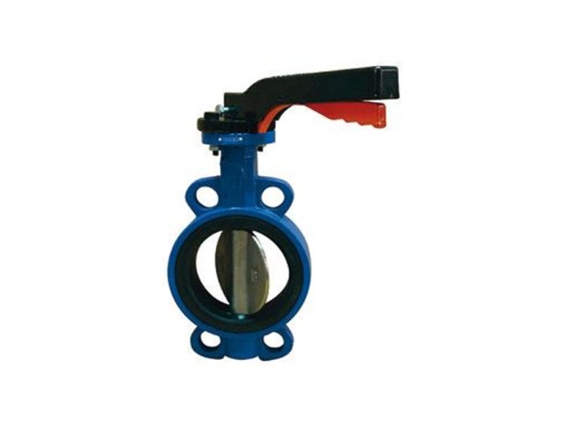 Cast-iron wafer butterfly valve with stainless disc, EPDM seat and hand lever