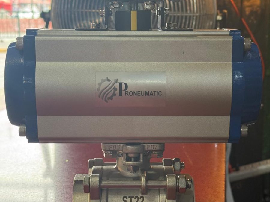 Stainless steel ball valve 1000 WOG with Proneumatic pneumatic actuator and limit switch box